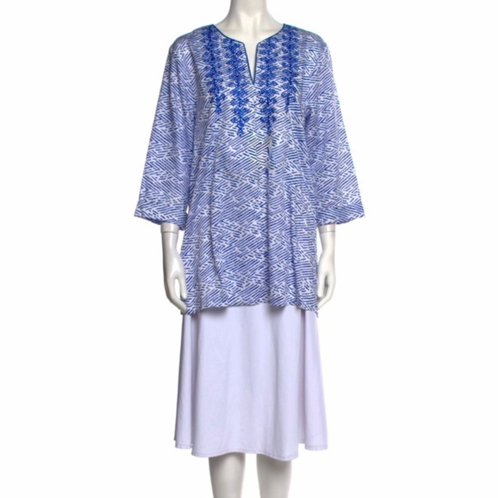 Oscar de la Renta Embroidered Kaftan Coverup